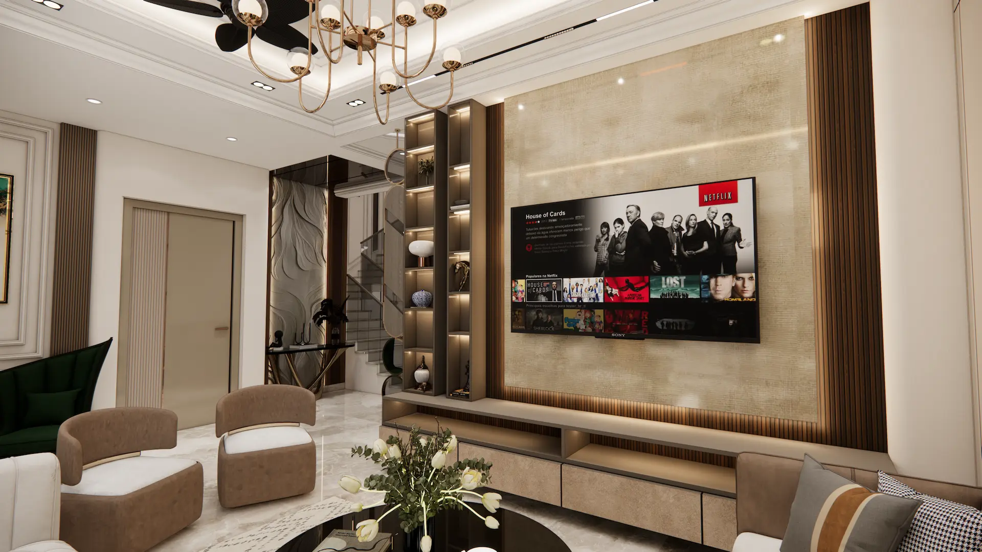 Living room with TV unit — Vasundhra Residence, Ghaziabad