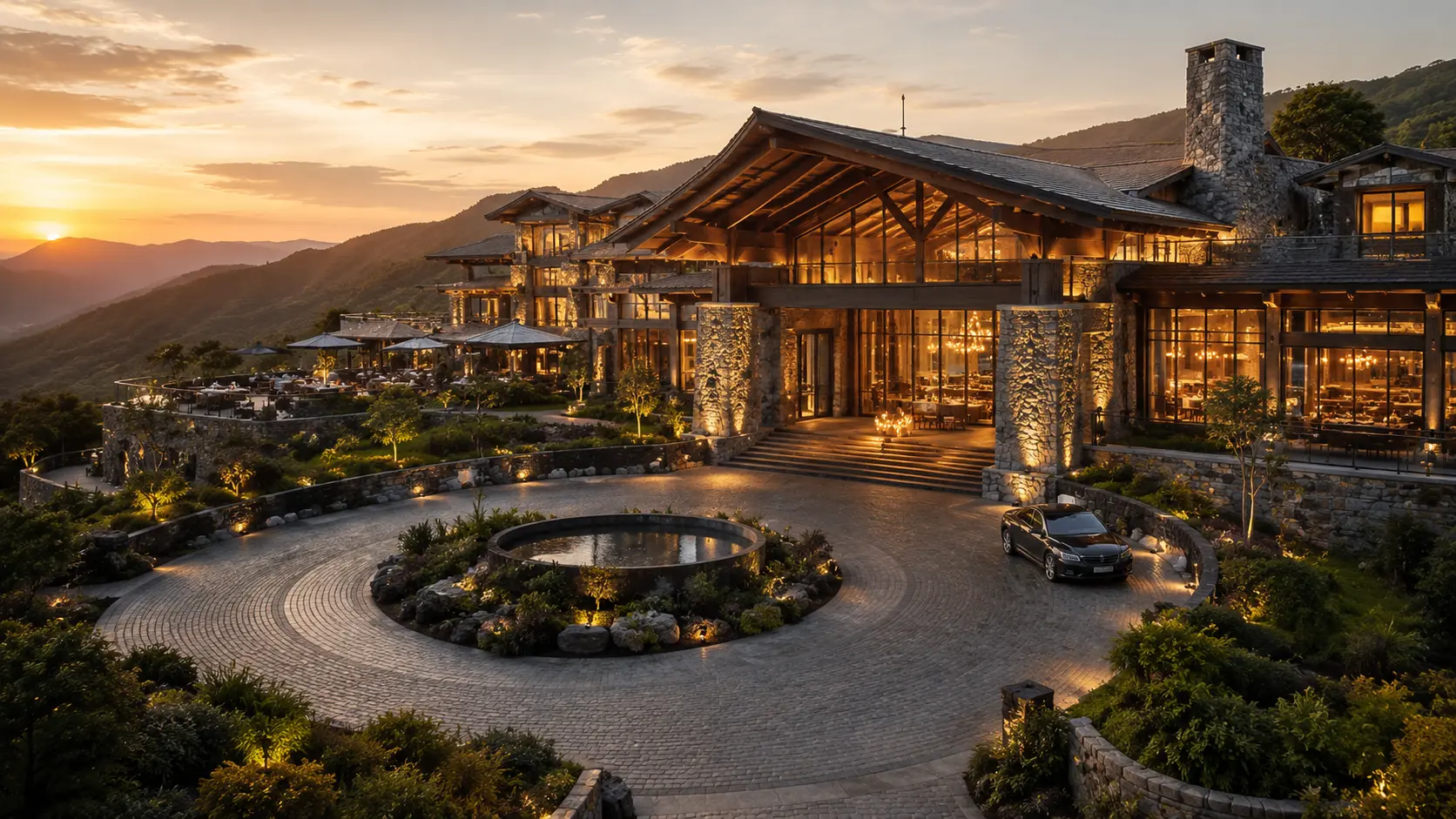 Arrival and entrance concept — Mukteshwar hill resort