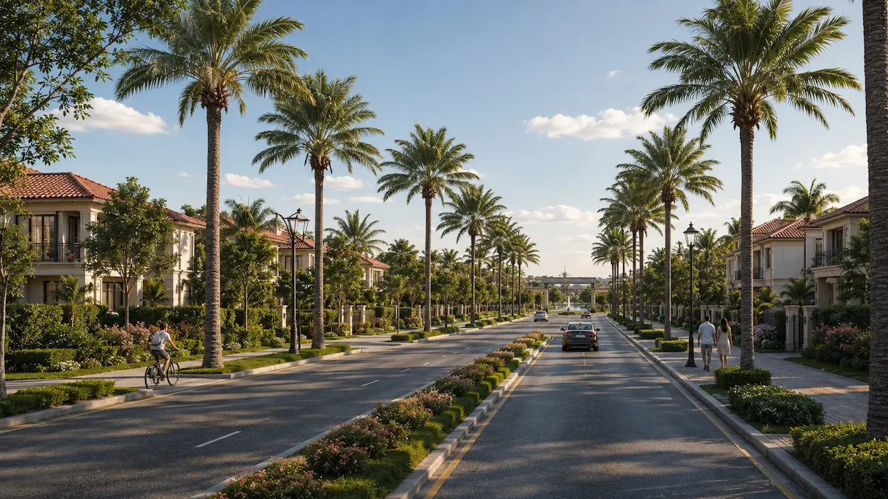 Tree-lined internal boulevard concept — New Chandigarh villa township